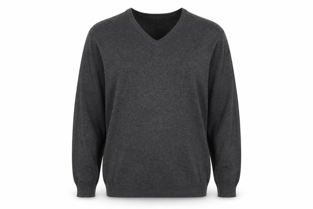 Mark Law Mens Grey V-Neck Cotton Pullover Jumper Size 2XL