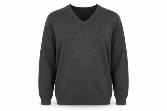 Mark Law Mens Grey V-Neck Cotton Pullover Jumper Size 2XL