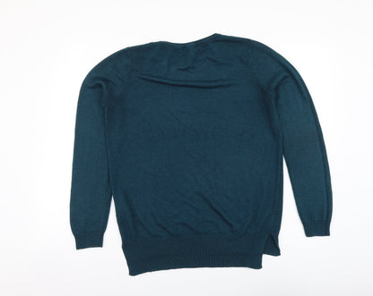F&F Womens Blue Round Neck Acrylic Pullover Jumper Size 12
