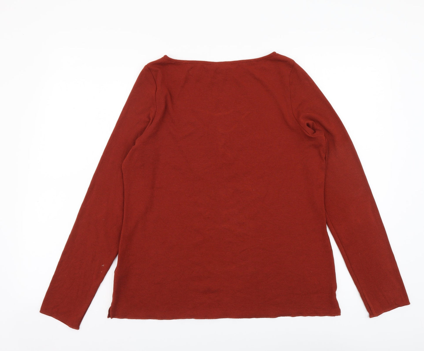 Marks and Spencer Womens Brown Boat Neck Acrylic Pullover Jumper Size 16