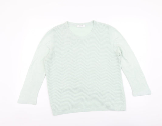 Marks and Spencer Womens Green Round Neck Acrylic Pullover Jumper Size 14