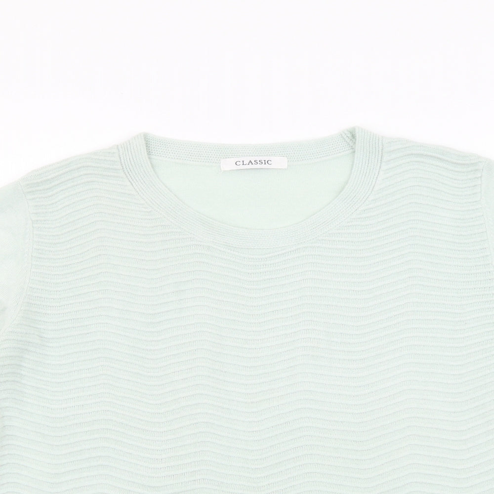 Marks and Spencer Womens Green Round Neck Acrylic Pullover Jumper Size 14