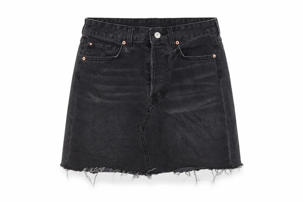Denim & Co. Womens Grey Cotton Mini Skirt Size M Button
