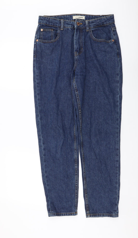 Denim Makers Womens Blue Cotton Mom Jeans Size 28 in L28 in Regular Button