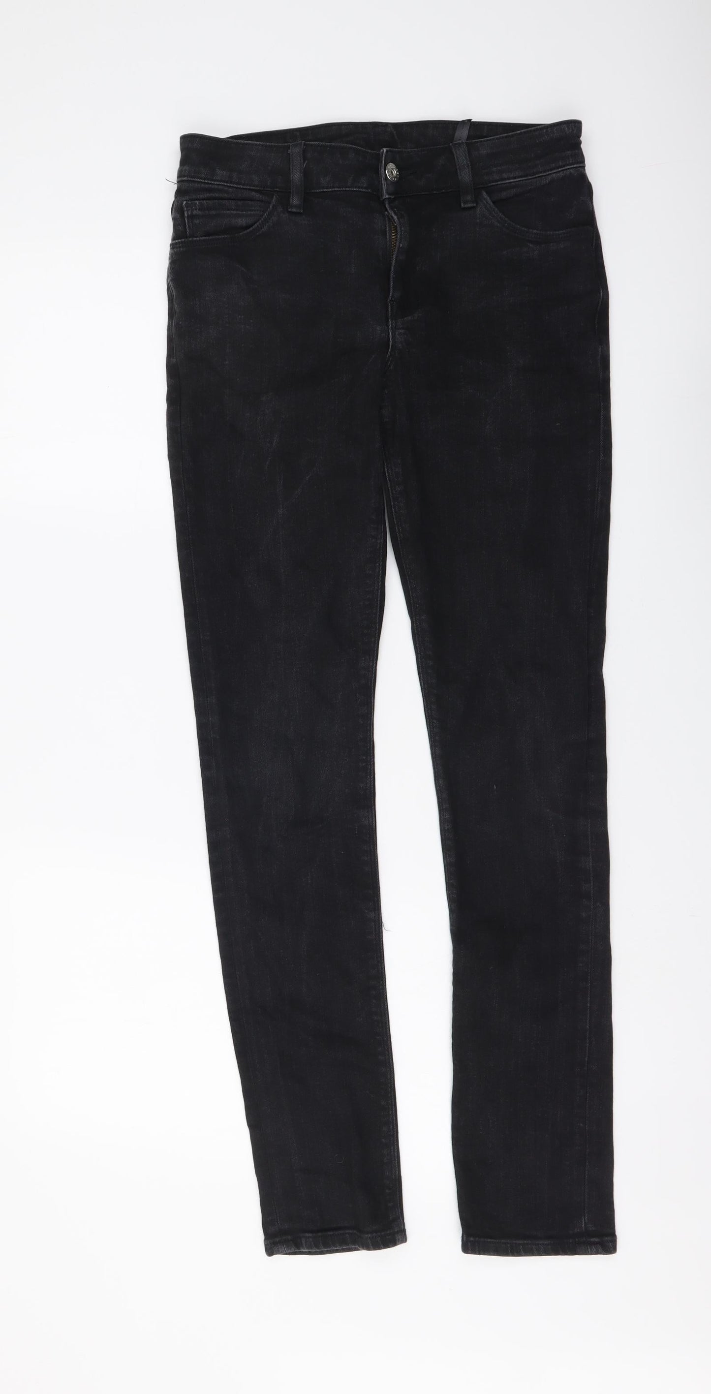 Preworn Womens Black Cotton Skinny Jeans Size 28 in L30 in Regular Button