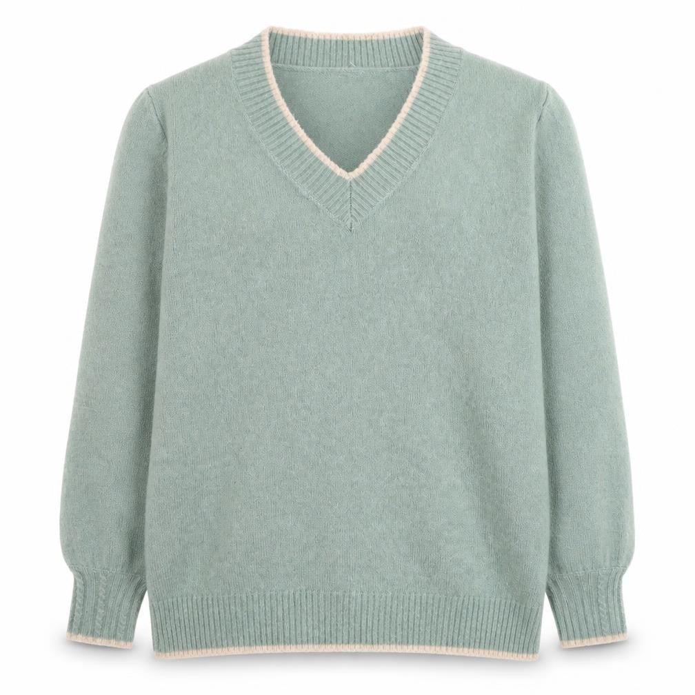 Springfield Womens Green V-Neck Acrylic Pullover Jumper Size M