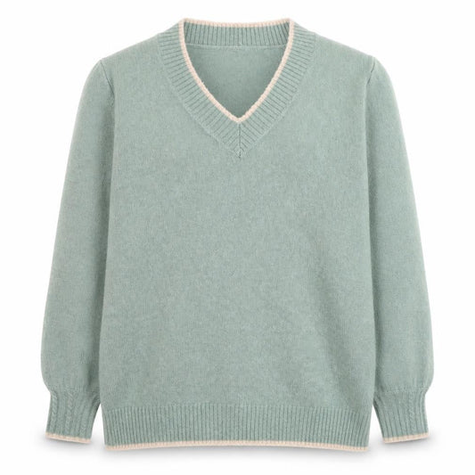 Springfield Womens Green V-Neck Acrylic Pullover Jumper Size M