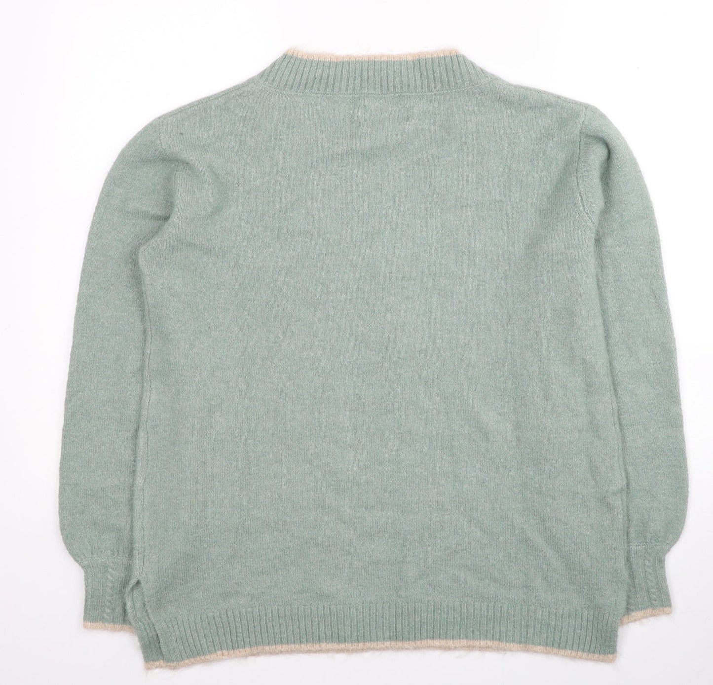 Springfield Womens Green V-Neck Acrylic Pullover Jumper Size M
