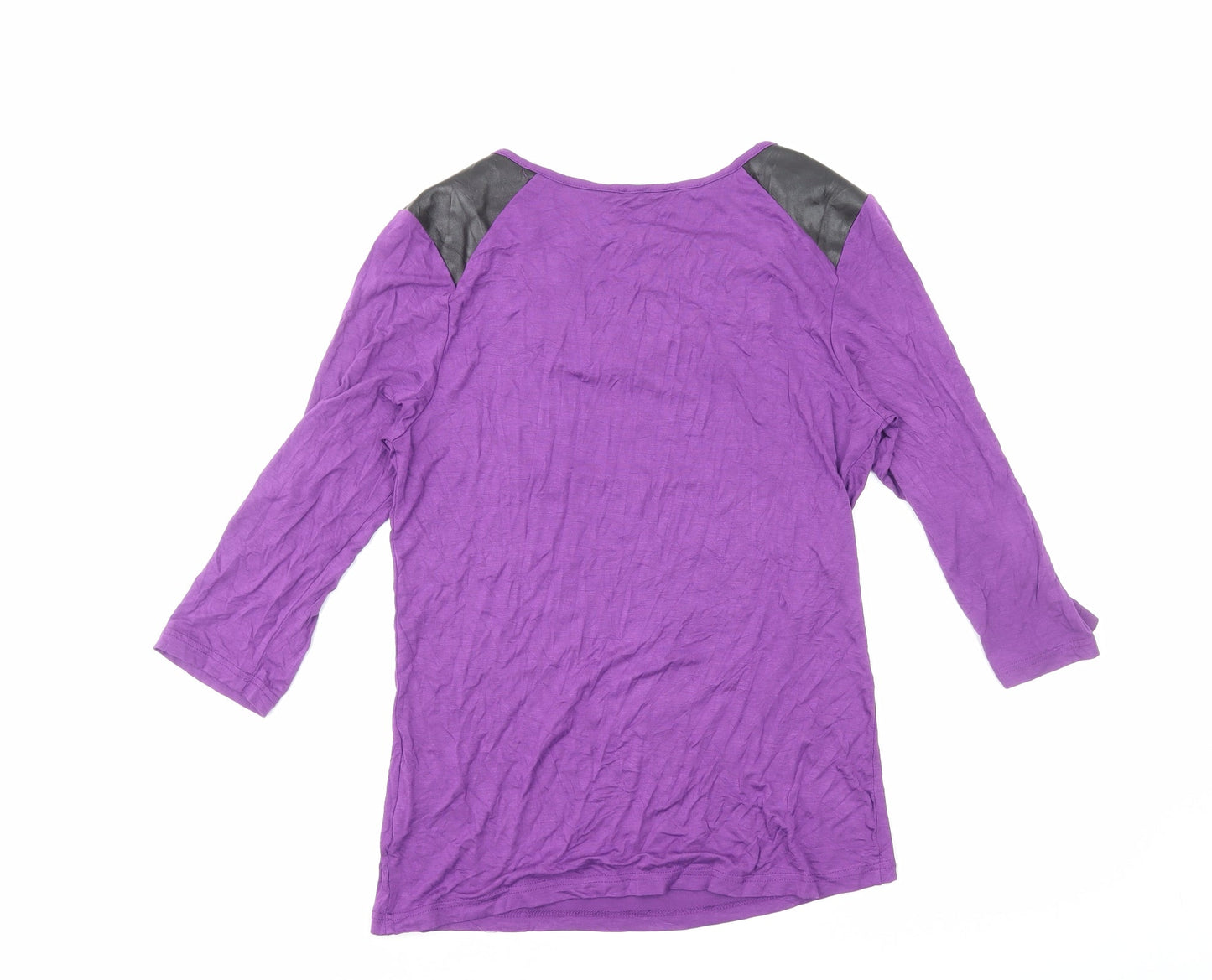 Klass Womens Purple Polyester Basic T-Shirt Size S Cowl Neck