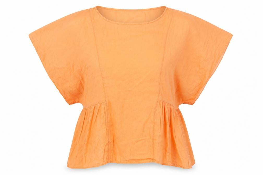 Zara Womens Orange Polyester Basic Blouse Size XS Round Neck