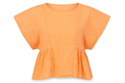 Zara Womens Orange Polyester Basic Blouse Size XS Round Neck