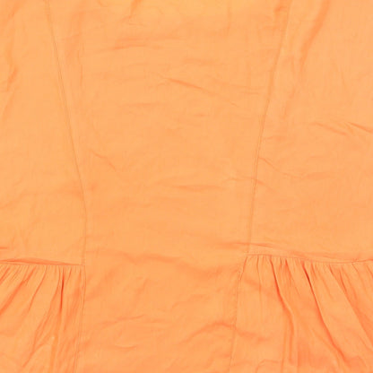 Zara Womens Orange Polyester Basic Blouse Size XS Round Neck
