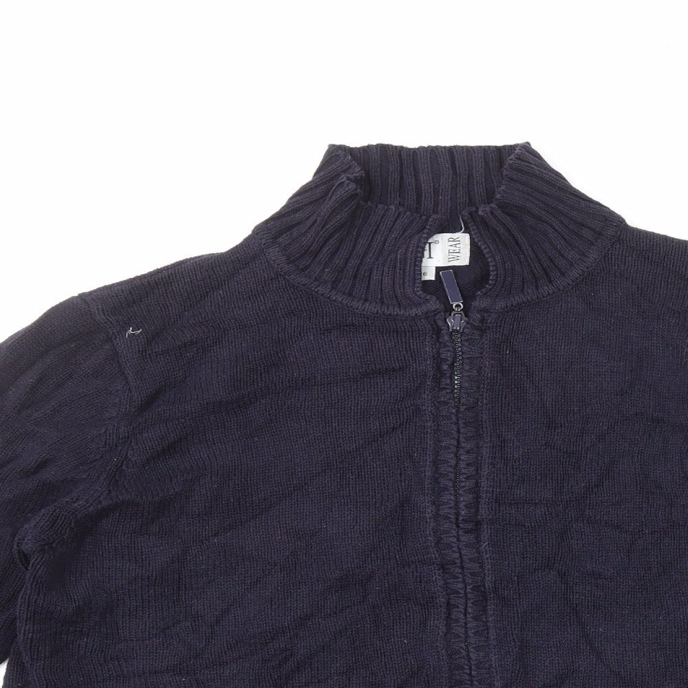 TIGI Womens Blue High Neck Acrylic Full Zip Jumper Size 16