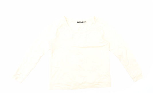 ESMARA Womens Beige Cotton Pullover Sweatshirt Size 10 Pullover