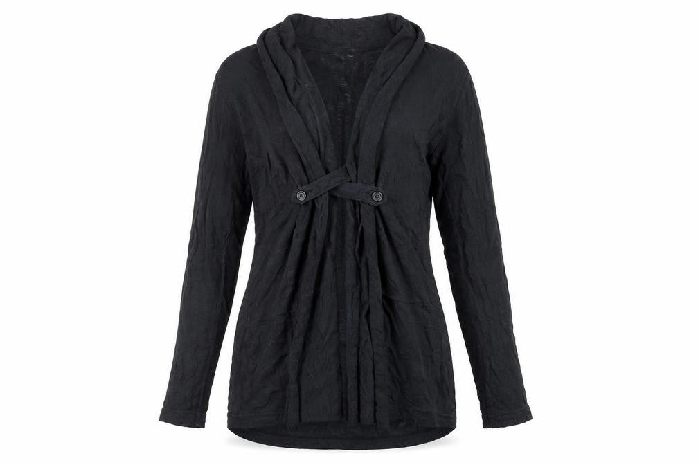 Double Dot Womens Black V-Neck Polyester Cardigan Jumper Size S