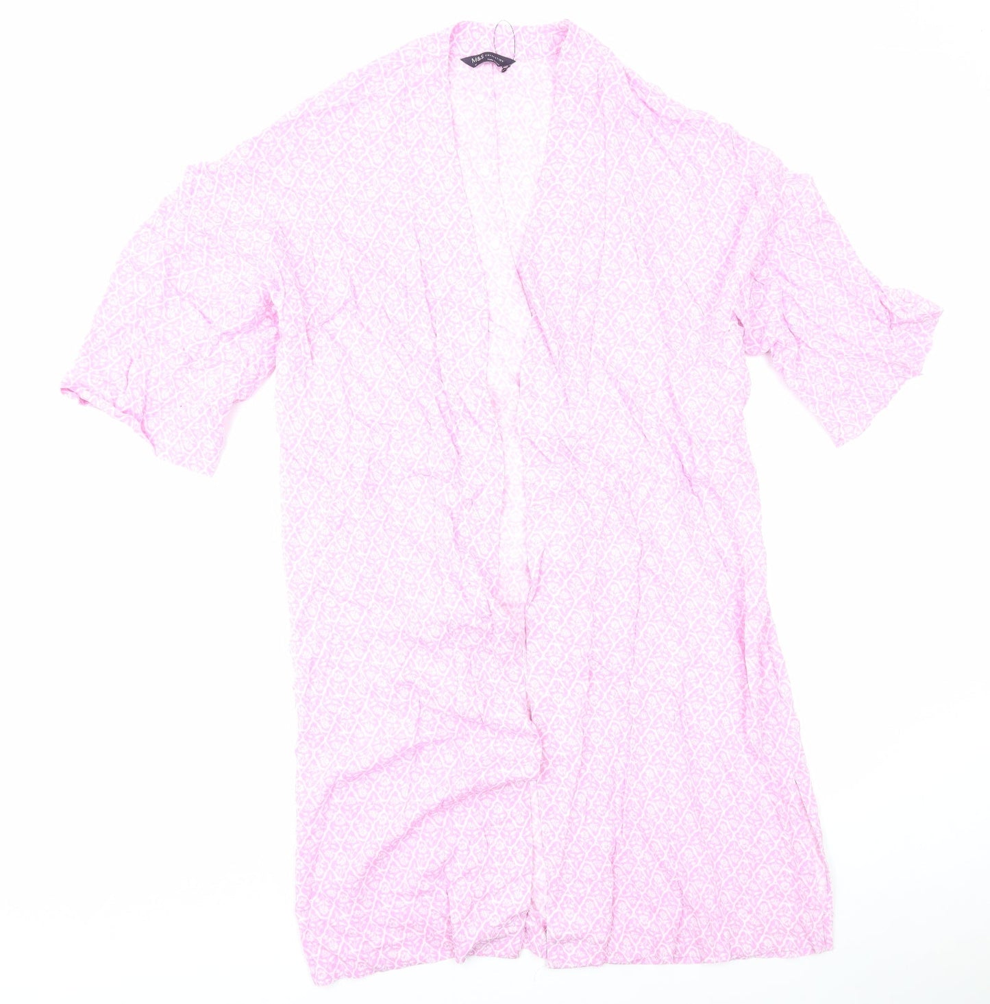 Marks and Spencer Womens Pink Geometric Kimono Jacket Size 10 Tie