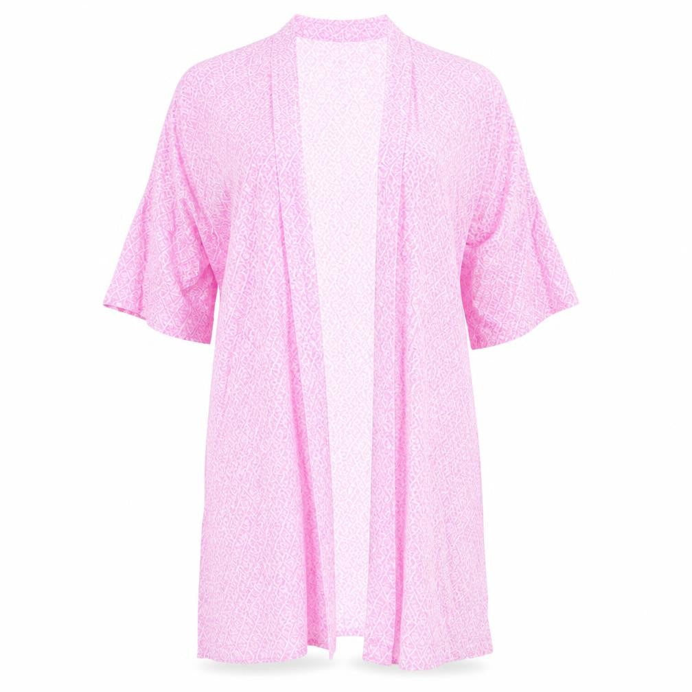 Marks & Spencer Womens Pink Geometric Kimono Jacket Size 10 Tie