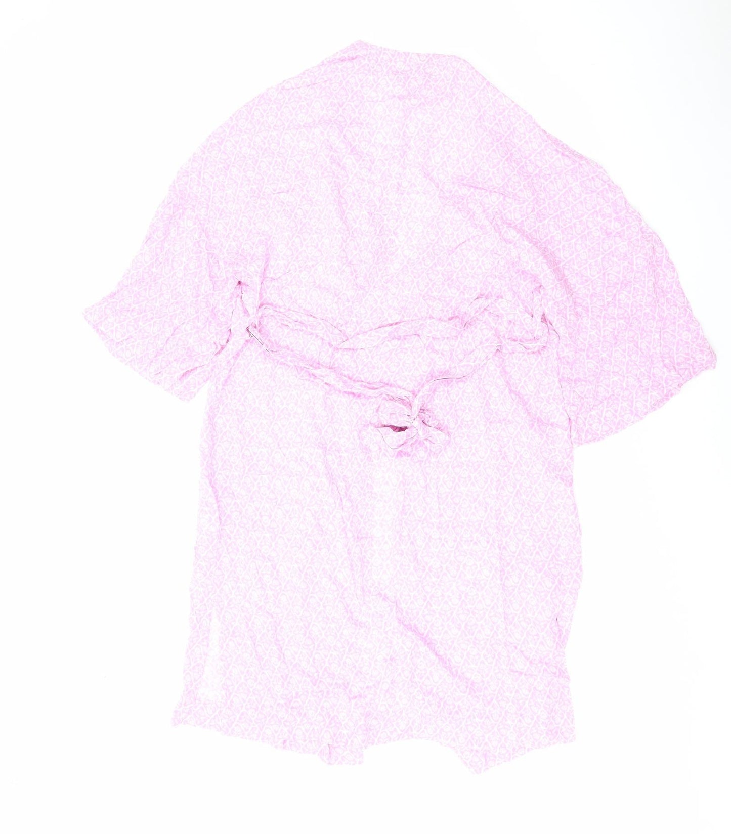 Marks and Spencer Womens Pink Geometric Kimono Jacket Size 10 Tie