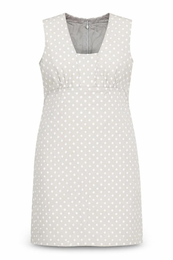 Preworn Womens Grey Polka Dot Polyester A-Line Size M Square Neck Zip