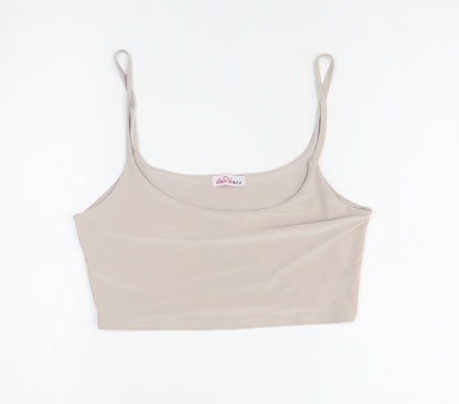 Diva Dames Womens Beige Polyester Cropped Tank Size S Scoop Neck