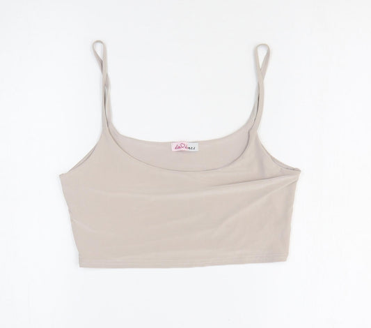 Diva Dames Womens Beige Polyester Cropped Tank Size S Scoop Neck