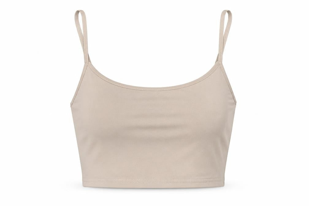 Diva Dames Womens Beige Polyester Cropped Tank Size S Scoop Neck