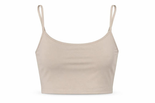 Diva Dames Womens Beige Polyester Cropped Tank Size S Scoop Neck