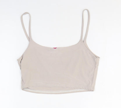 Diva Dames Womens Beige Polyester Cropped Tank Size S Scoop Neck