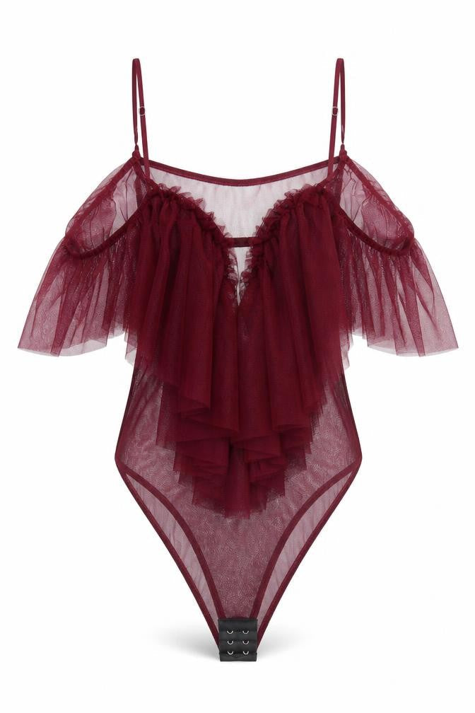 Just Your Outfit Womens Red Polyester Bodysuit One-Piece Size M Pullover