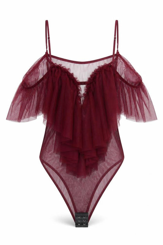 Just Your Outfit Womens Red Polyester Bodysuit One-Piece Size M Pullover