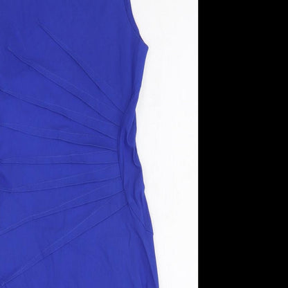 Apricot Womens Blue Viscose A-Line Size 10 Round Neck Zip