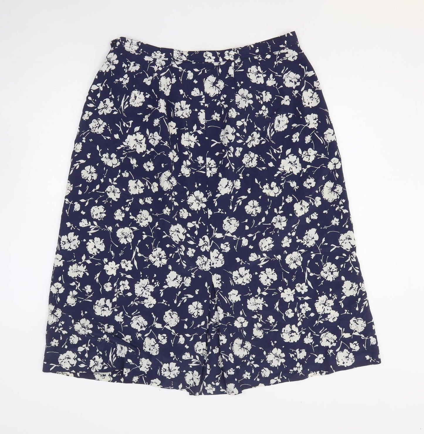Preworn Womens Blue Floral Polyester A-Line Skirt Size 34 in