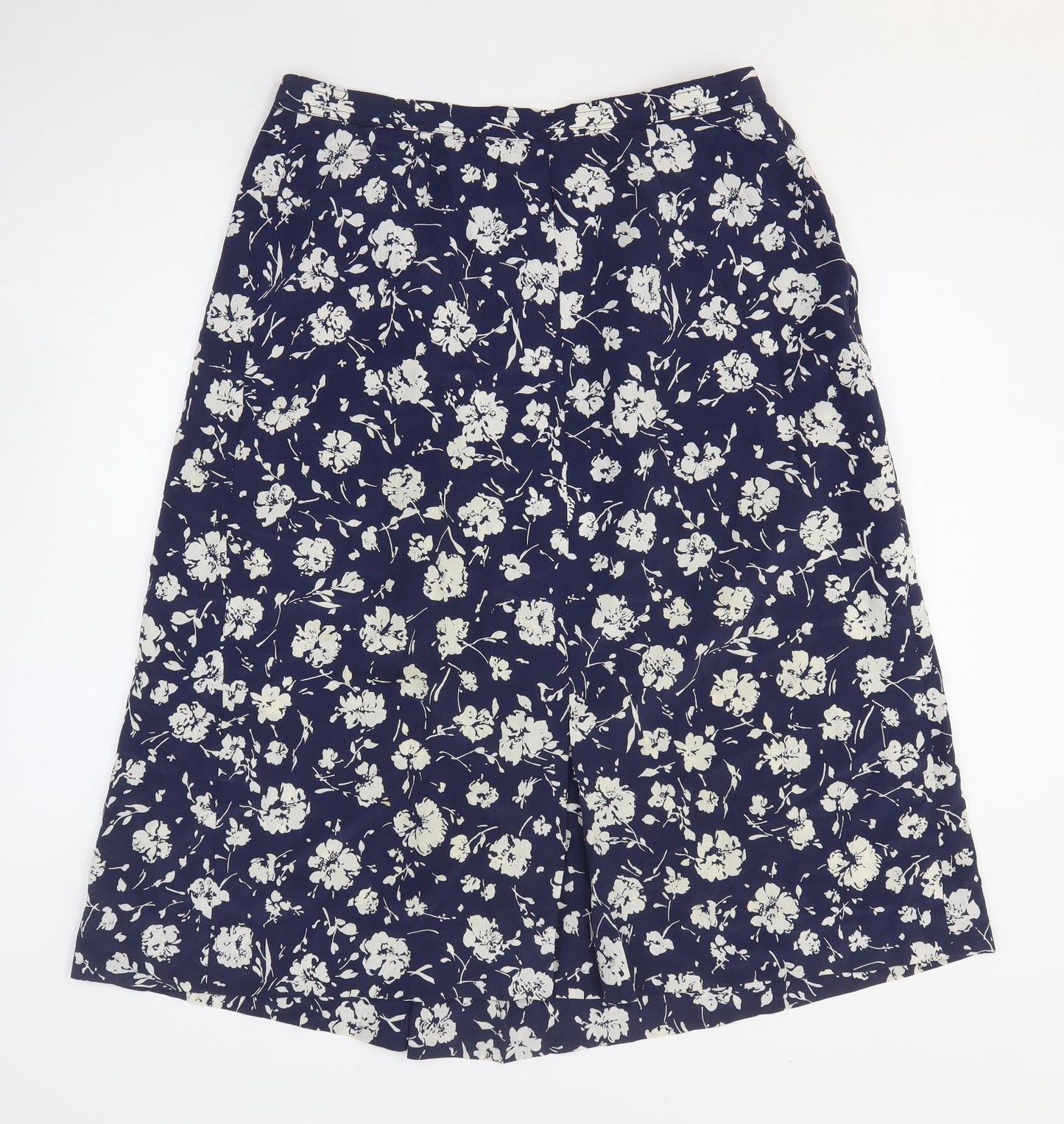 Preworn Womens Blue Floral Polyester A-Line Skirt Size 34 in