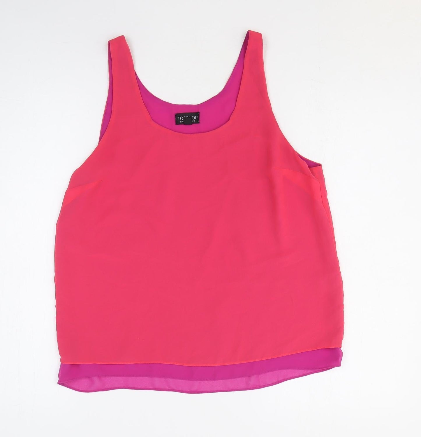 Topshop Womens Pink Polyester Basic Tank Size 12 Scoop Neck