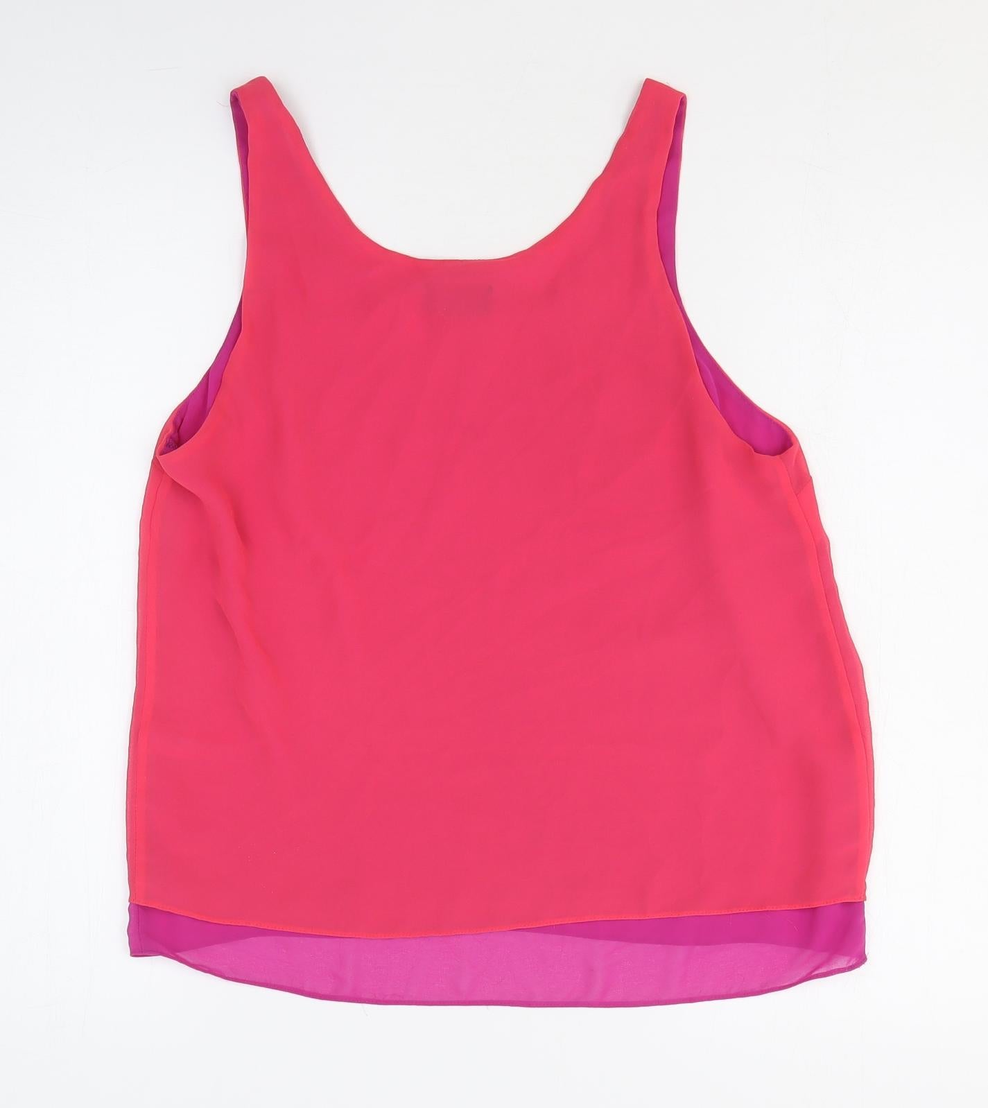 Topshop Womens Pink Polyester Basic Tank Size 12 Scoop Neck