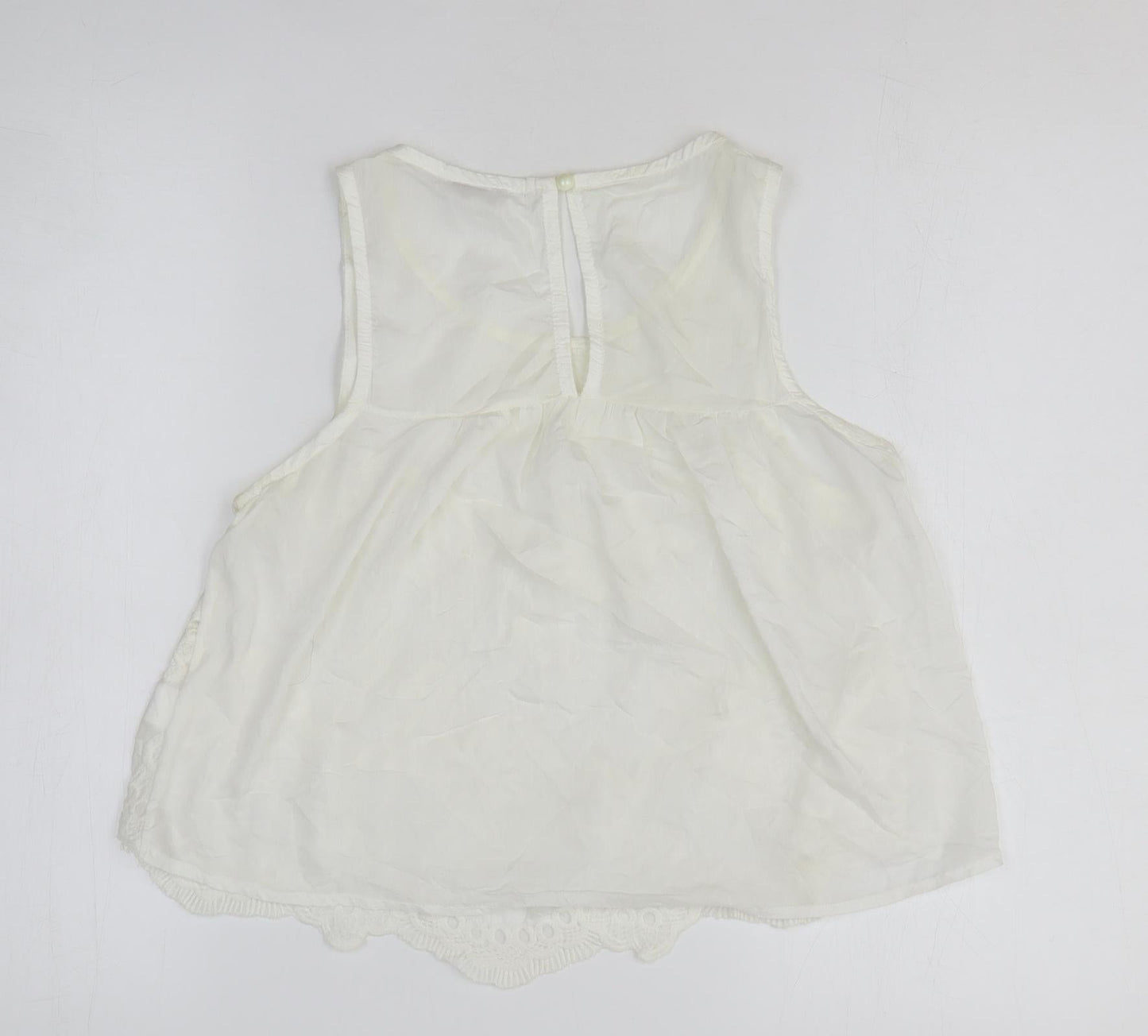 Acemi Womens White 100% Cotton Basic Tank Size M Round Neck