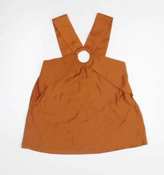 NEXT Womens Orange Polyester Basic Tank Size 8 Off the Shoulder