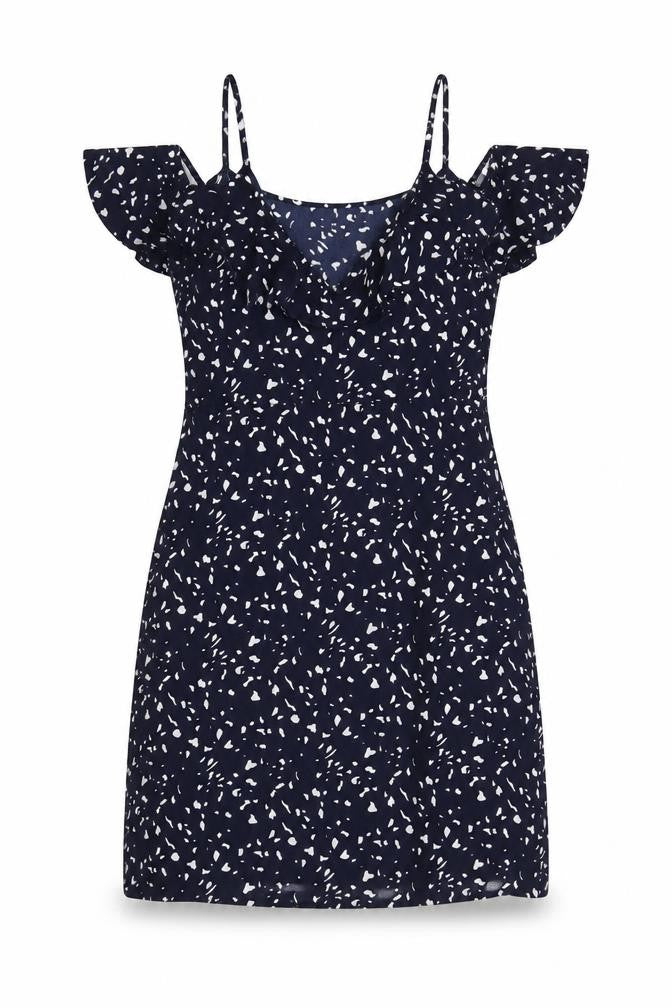 VERO MODA Womens Blue Animal Print Polyester A-Line Size S Off the Shoulder Pullover