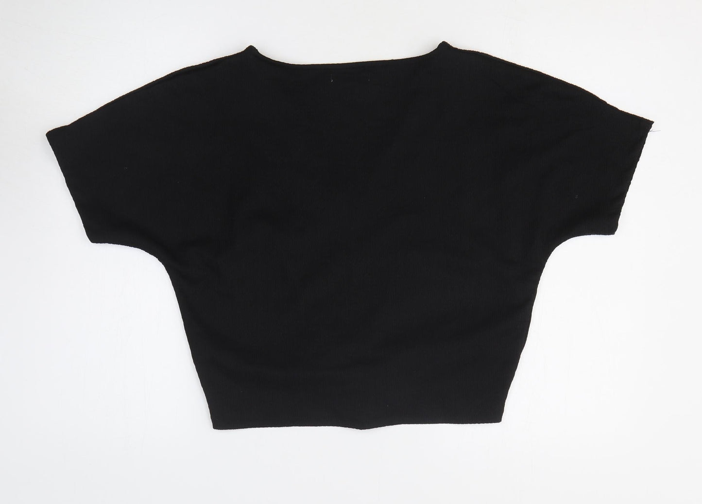 Zara Womens Black Polyester Basic Blouse Size M V-Neck