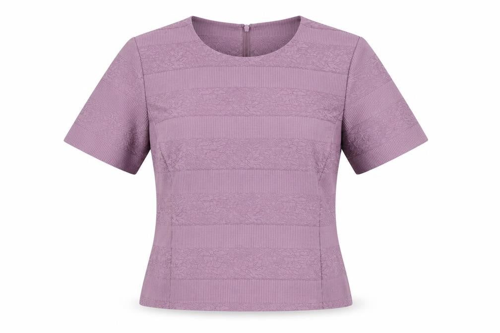 Country Casuals Womens Purple Polyester Basic T-Shirt Size 14 Square Neck
