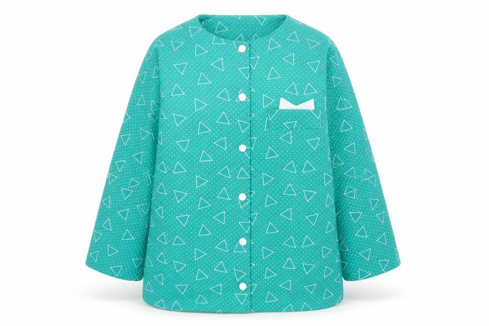 Preworn Womens Green Geometric Polyester Basic Button-Up Size 16 Round Neck