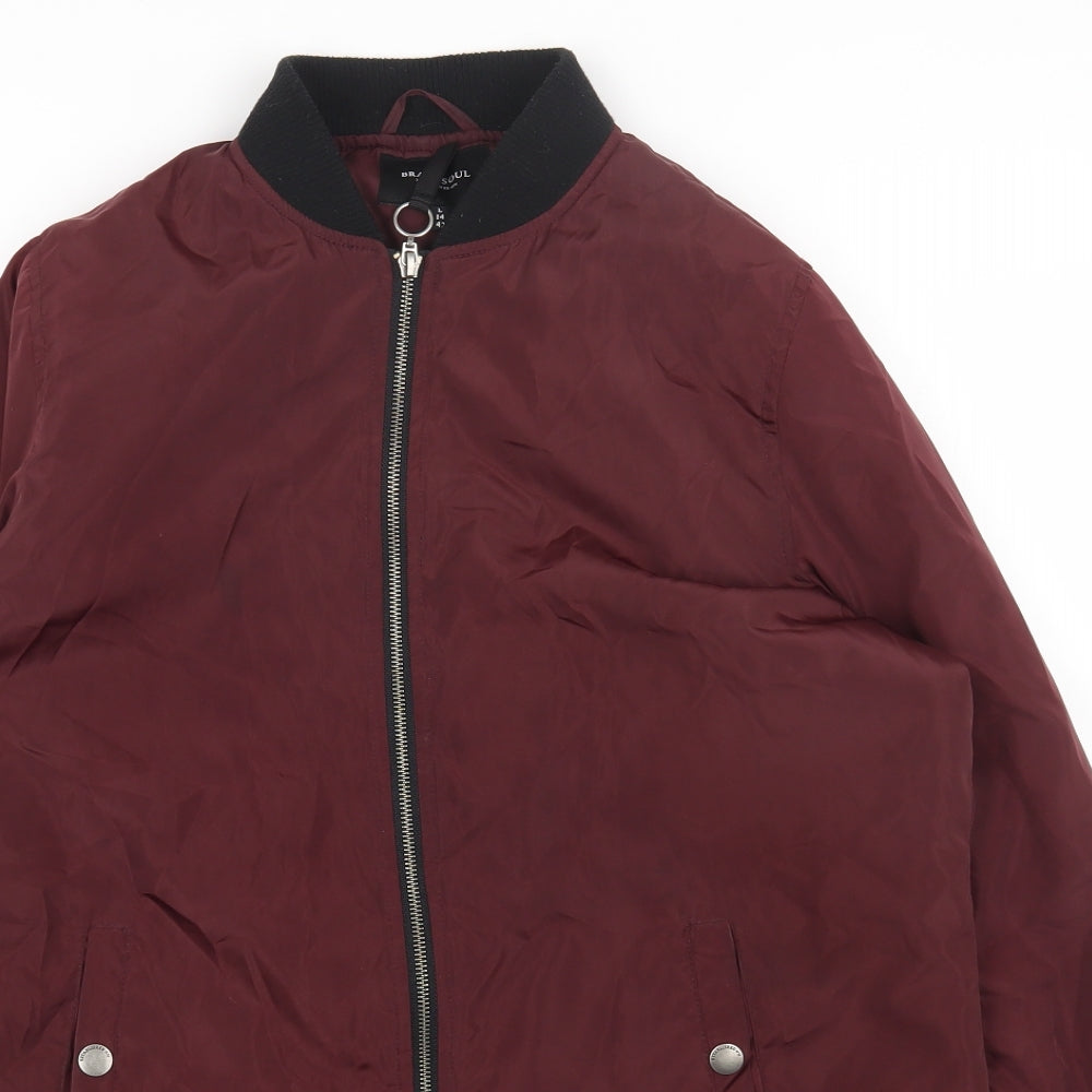 Brave Soul Womens Red Puffer Jacket Coat Size L Zip