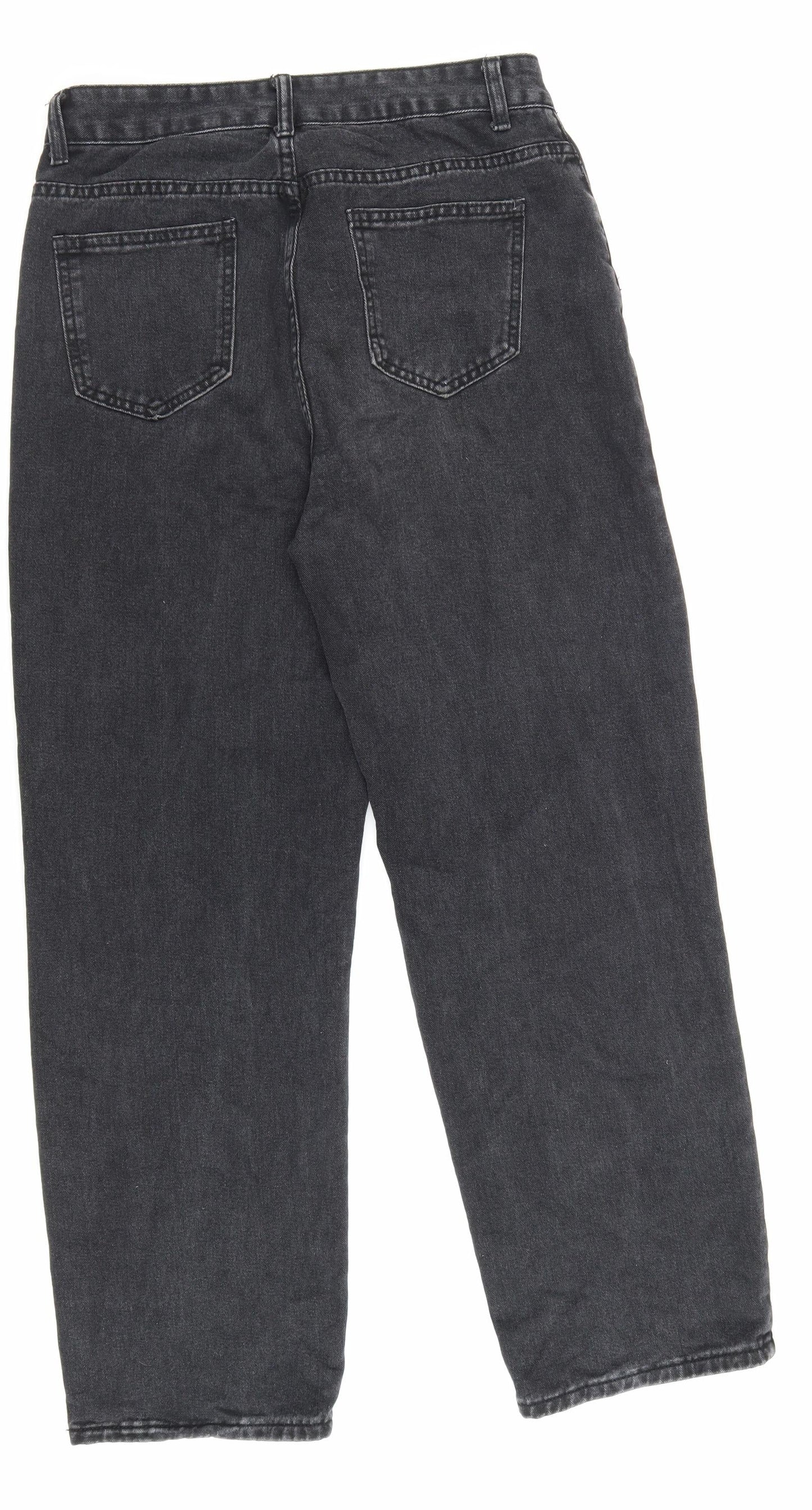 SheIn Womens Black Cotton Straight Jeans Size M L28.5 in Regular Zip