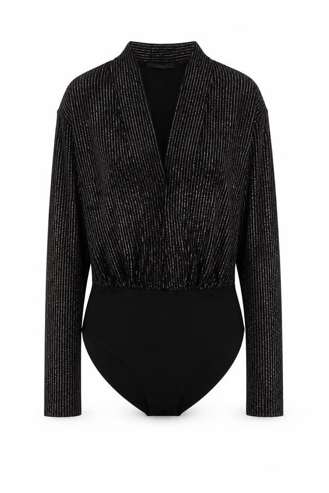 Primark Womens Black Striped Polyester Bodysuit One-Piece Size XS Snap