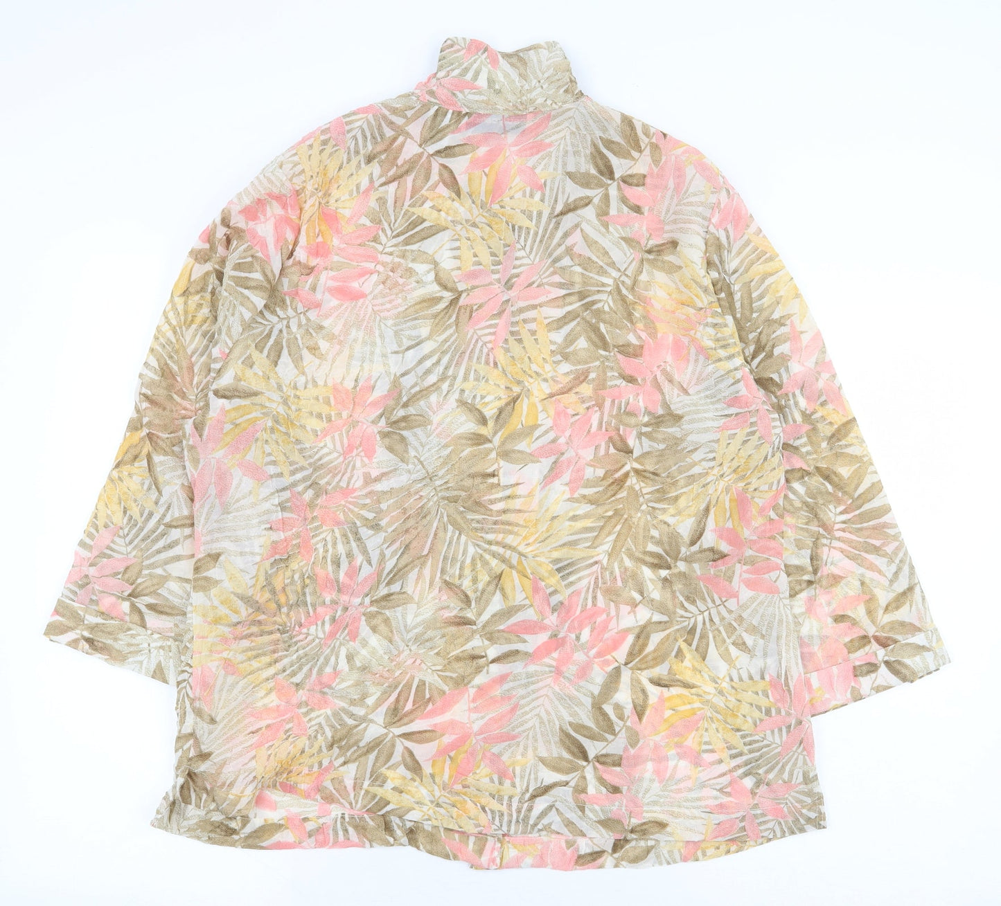 Cathy Daniels Womens Yellow Floral Polyester Basic Button-Up Size M Collared