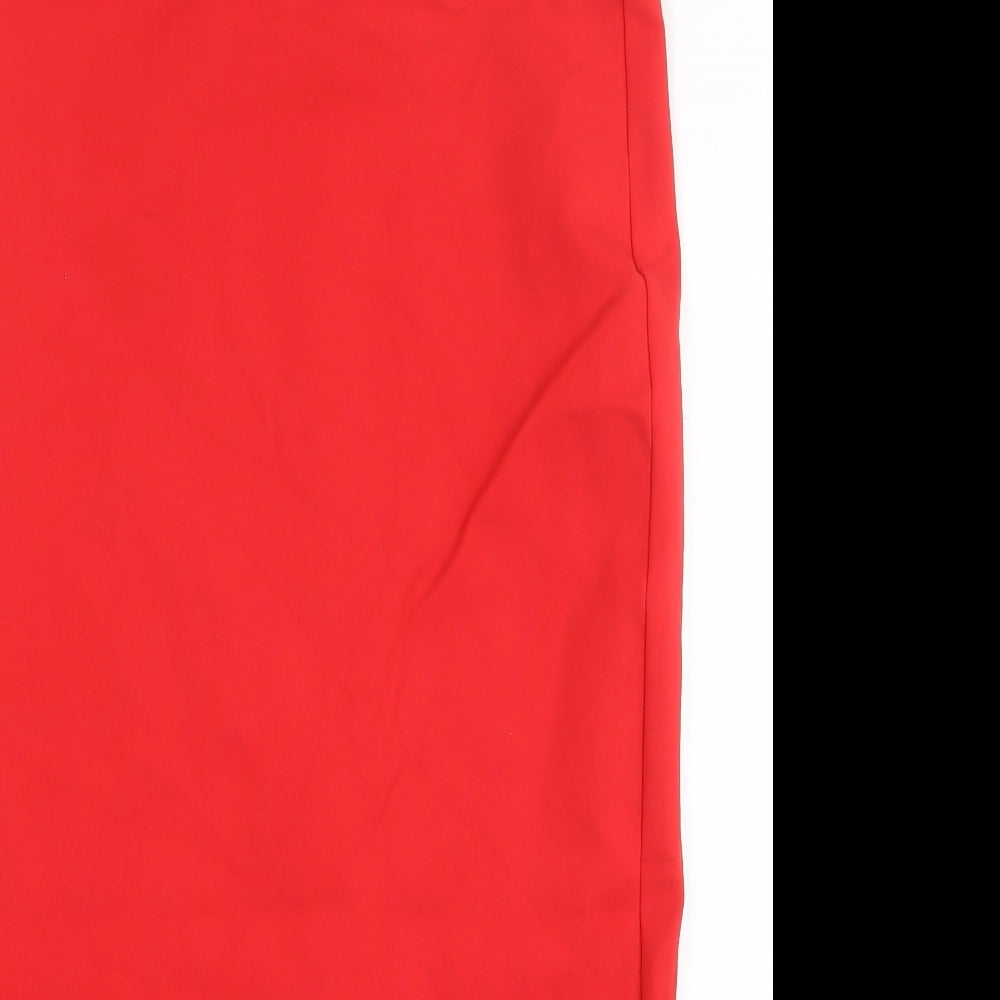 Cerise Blue Womens Red Cotton Straight & Pencil Skirt Size L