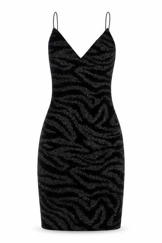 H&M Womens Black Animal Print Polyester Slip Dress Size XS Sweetheart Pullover