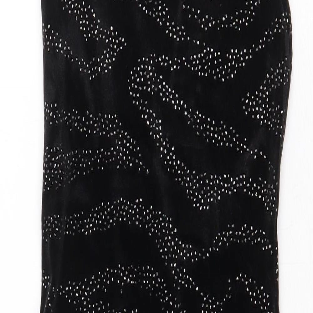 H&M Womens Black Animal Print Polyester Slip Dress Size XS Sweetheart Pullover