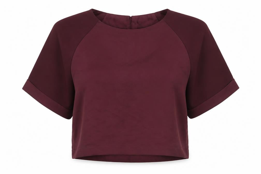 Topshop Womens Red Polyester Basic Blouse Size 10 Round Neck