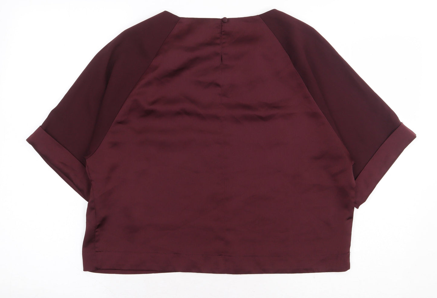 Topshop Womens Red Polyester Basic Blouse Size 10 Round Neck